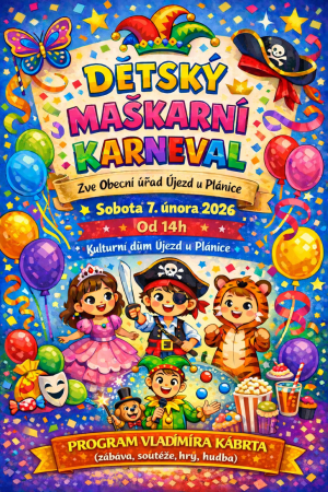 Ďětské maškarní Újezd u Plánice sobota 7.2.2026 od 14.00 hod